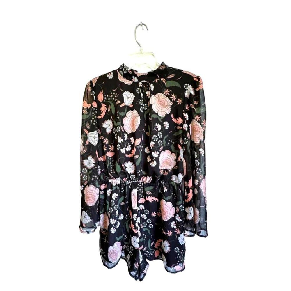 Chic Floral Romper by BB Dakota - Black & Pink-Small